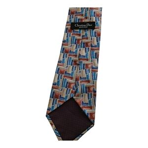 Dior Blue and Red Geometric Tie